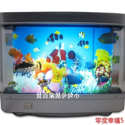 迷你电子鱼缸水族箱风景台创意插电鱼缸仿真办公桌电脑台金鱼缸