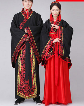 古代古装红色新娘新郎中式结婚喜服婚礼服装汉服唐朝图片