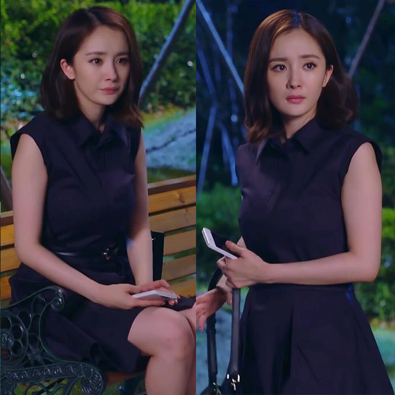 亲爱的翻译官杨幂乔菲明星同款无袖韩版中长款中裙收腰背心连衣裙