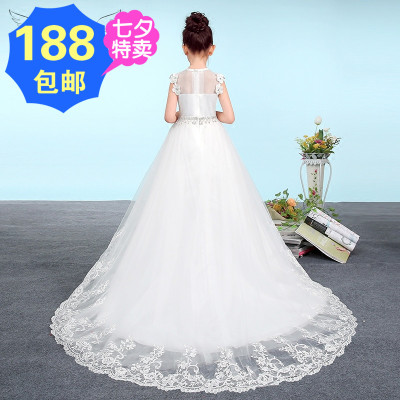 儿童礼服裙蓬蓬裙钢琴演出服花童晚礼服女童婚纱裙公主裙长拖尾夏