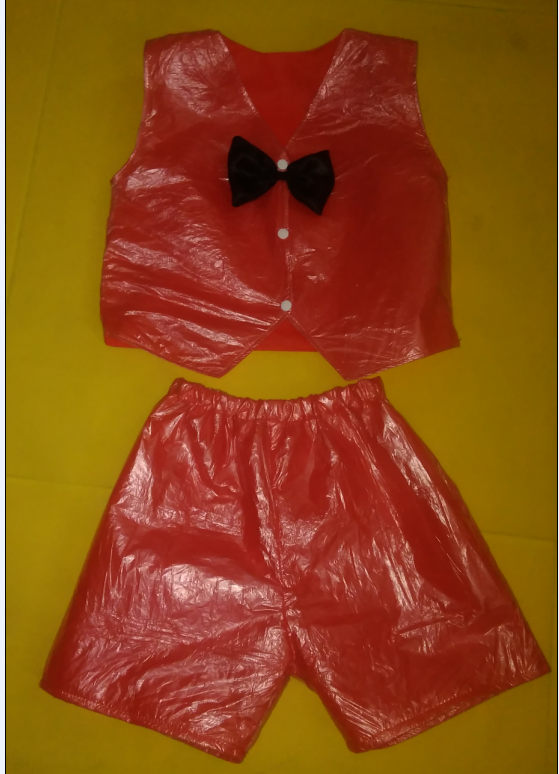 16新款儿童表演服马甲款幼儿塑料袋环保演出服创意表演服装走秀服
