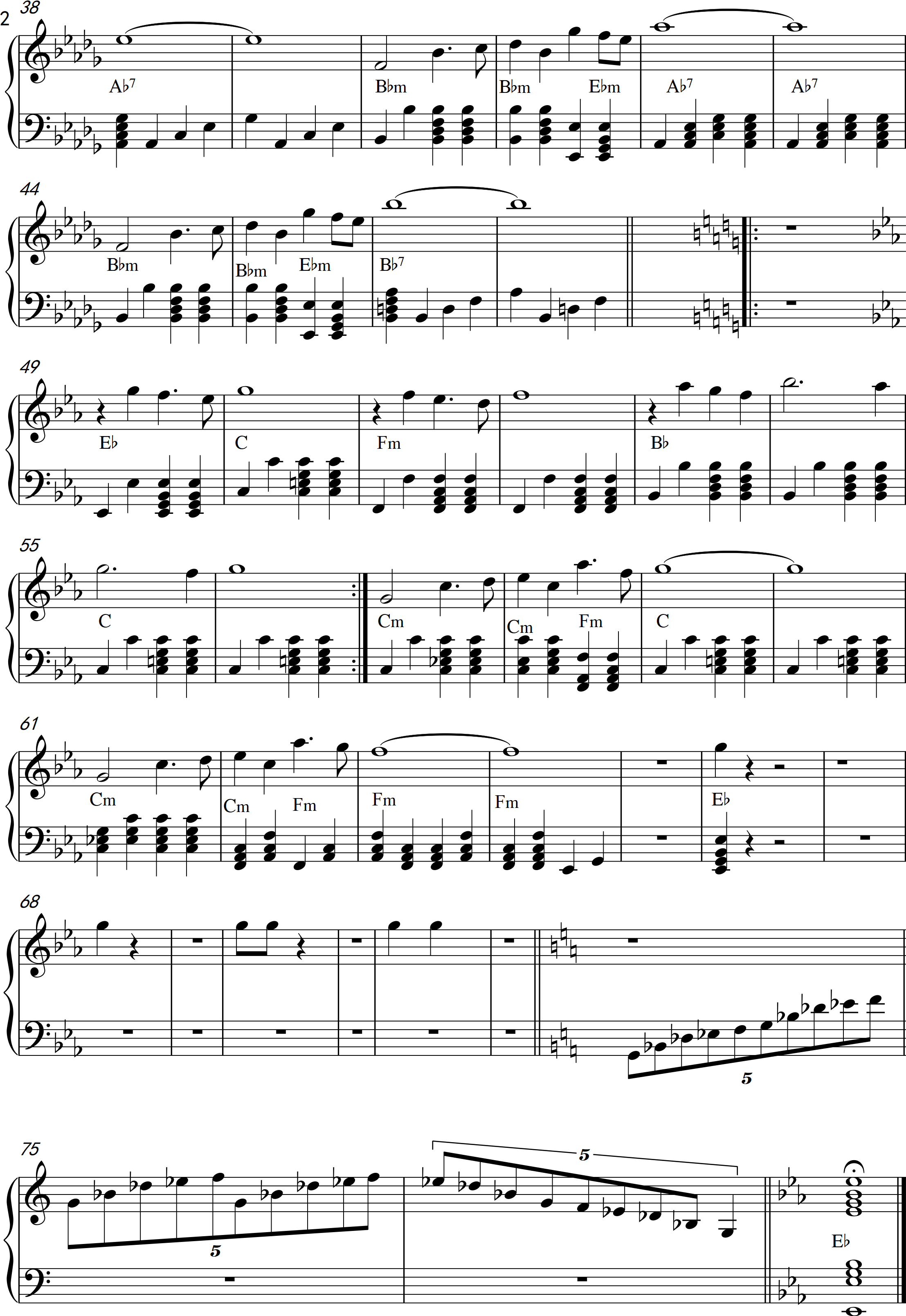 钢琴曲,手写简谱→钢琴五线谱