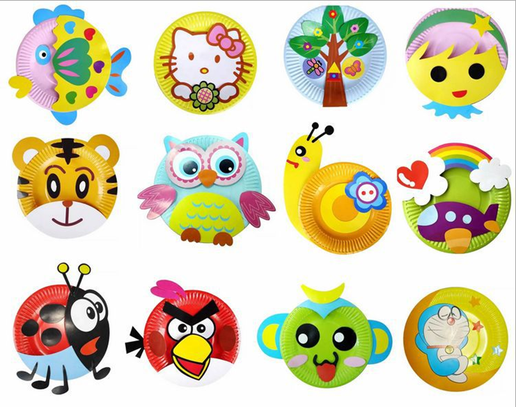 幼儿园纸剪贴画-制作纸盘子画画粘贴画贴纸画玩具套装-儿童手工diy制作材料包纸盘