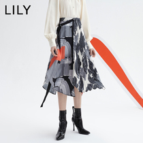 The same paragraph LILY2020 autumn new women's irregular high-waisted printed pleated skirt in the mall