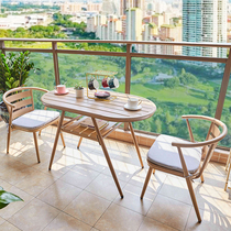 Nordic Small Family Type Balcony Small Table And Chairs Casual Tea Table And Chairs Combine Modern Minima Net Red One Table Two Chairs Three Sets