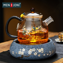 MenJoni cloisonne glass cooking teapot thick high temperature resistant large capacity kettle automatic electric pottery stove