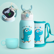  Childrens thermos cup with straw 316 stainless steel kindergarten primary school students portable dual-use baby water cup pot customization