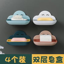 Creative soap box suction cup wall-mounted soap box rack cute drain toilet non-perforated storage rack soap box
