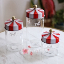 Yumeda Yoshinori] Creative Circus Carousel Glass Storage Jar Candy Storage Jar Gifts