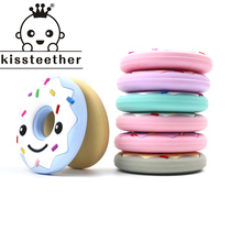Baby tooth gum molars toy silicone wood beads can chew bite glue baby children soothing donuts