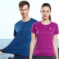 Explore quick-drying t-shirt mens and womens short-sleeved round neck summer lovers sports outdoor running top breathable moisture-absorbing thin section