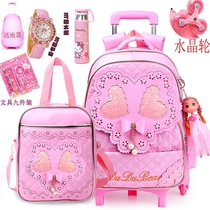 Tier schoolbag Primary School students waterproof 6 wheels climbing stairs children 3-6 grade tow hand pull pull 12 years old