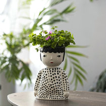 ZJ HOME An hand-painted ceramic doll flowerpot fleshy basin Yang HOME green plant decoration ornaments storage pot