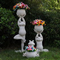 Courtyard garden layout creative personality frog yoga flowerpot Villa into the home balcony decorations floor small ornaments