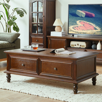 Solid wood tea table wine cabinet living room tea table combination modern simple self-contained small apartment pine American wind luxury cabinet