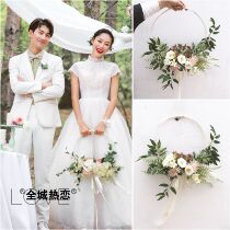 Meritocratic little frescoed wedding photo Photography Props Movie writing Authentic Brigades for Exterior View Photos Han Style Themed Ring Hand Flower Rings
