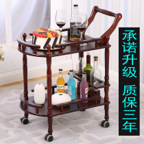 Hotel restaurant delivery car solid wood double-layer trolley home European tea car beauty 4s shop mobile trolley
