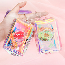 2022 Creative Teenage Girl Hearts Oil Flow Sand Zero Wallet Laser Transparent Students Zipped Coin Bag Makeup Bag Small Wallet