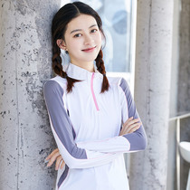 Thin spring and autumn sports quick-drying T-shirt womens long-sleeved hiking top Summer fitness outdoor clothes running mountaineering clothes