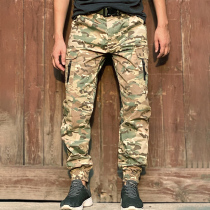 Spring and autumn outdoor mens camouflage overalls casual sweatpants nine-point foot loose tactical trousers Korean trend tide