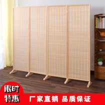 Modern simple push-pull folding mobile Japanese living room bedroom simple solid wood porch bamboo screen partition folding screen