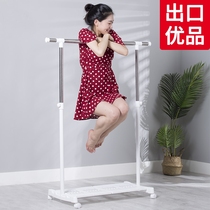 Clothes rack Floor-standing single rod simple drying rack assembly hanging rod Stainless steel thickened clothes rack Bedroom multi-function
