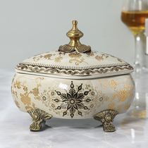 Modern simple light luxury ceramic decorative storage tank European American alloy jewelry storage box snack candy box