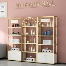 Nordic floor shelf Beauty salon cosmetics showcase container Nail shop display jewelry storage rack Partition cabinet