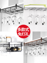 Household wine glass rack creative upside-down nail-free hole-free hanging cup rack Wine cabinet decorative ornaments Goblet rack European style