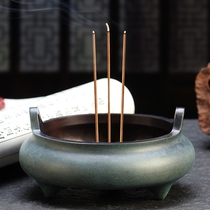 Pure copper antique incense burner large household dedication Xuande furnace line incense insert Agarwood sandalwood furnace indoor for Buddha Zen