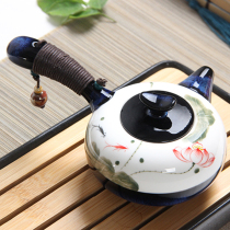 Yuquan kiln side pot pure hand-made ceramic teapot hand-painted kung fu tea set single pot creative home bubble teapot