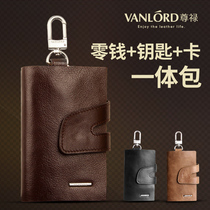 Mens Key Bag Genuine Leather Waist Hanging Tide Card Personality Multifunction Cow Leather Zero Money Bag Large Capacity Universal Car Key Bag