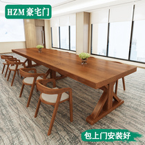 American solid wood conference table long table simple modern meeting table long training table meeting room negotiation table and chair combination