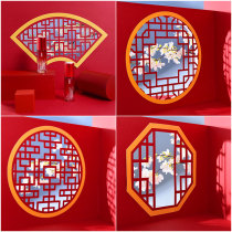 Paper Cutting Photophotographic Props Chinese Style Photo Props National Tide China Wind Background Cloth Shooting Background Paper Props Retro Sector Sector Window Pendulum Accessories Food Wine Swing Pat Props