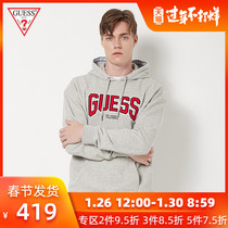 Guess men's solid letter logo hooded pullover sweater-m93q34k8s50