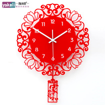 Ya Ke Li wall clock modern simple clock living room silent fashion Chinese quartz clock artist and swing clock