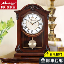 Solid wood clock clock living room time retro decoration mute pendulum clock creative clock large stage clock ornaments