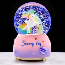 Girl heart glowing Christmas crystal ball music box rotating music box ornaments childrens girlfriends birthday gifts