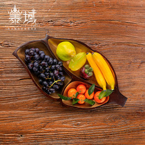 Thai Thai wooden fruit plate nut plate Southeast Asia ornament tray rectangular snack plate dried fruit plate