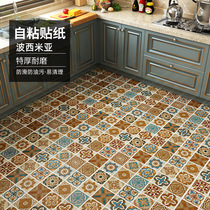 Thickened self-adhesive floor stickers tile bathroom balcony non-slip wear-resistant kitchen oil-proof wallpaper living room background wallpaper