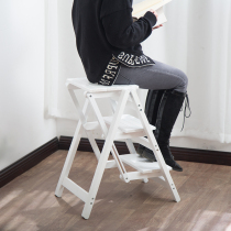 Small stool folding portable solid wood household ladder stool Ladder Racks free of installation Provincial space Indoor Dengard stools
