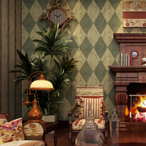 Rice Crown European wallpaper retro imitation marble Diamond wallpaper bedroom living room porch TV wallpaper American