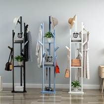 Simple coat rack Solid wood shelf Multi-functional modern small storage rack Simple household hanger Floor-to-ceiling bedroom