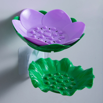 Punch-free Lotus soap box wall-mounted drain storage box Net red creative lotus water soap rack
