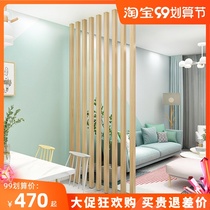 Nordic partition screen solid wood bar column log porch living room office net red decorative grille vertical bar simple