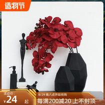 Chinese single-branched red butterfly orchid silk flower simulation flower wedding house arranged flower arrangement decorative pendulum piece dried flower table floral art