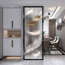 Living room modern and simple glass screen partition wall decoration double-sided door blocking entrance Small apartment simple and light luxury