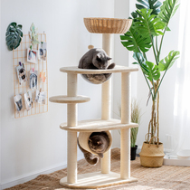 Space capsule woven multi-layer cat crawler cat nest rattan cat tree integrated sisal cat grabbing jump platform large and simple