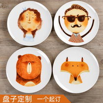 Customized pattern photo plate printing creative living room decoration wall plate ceramic ornaments hanging plate photo frame disc photo frame disc ornaments