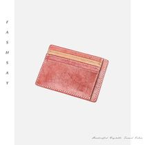 Female-style genuine leather calf leather small crowddesign ultra-thin small and light slim Artisanal Business Card Card Clip Cardholder Card Bag card bag